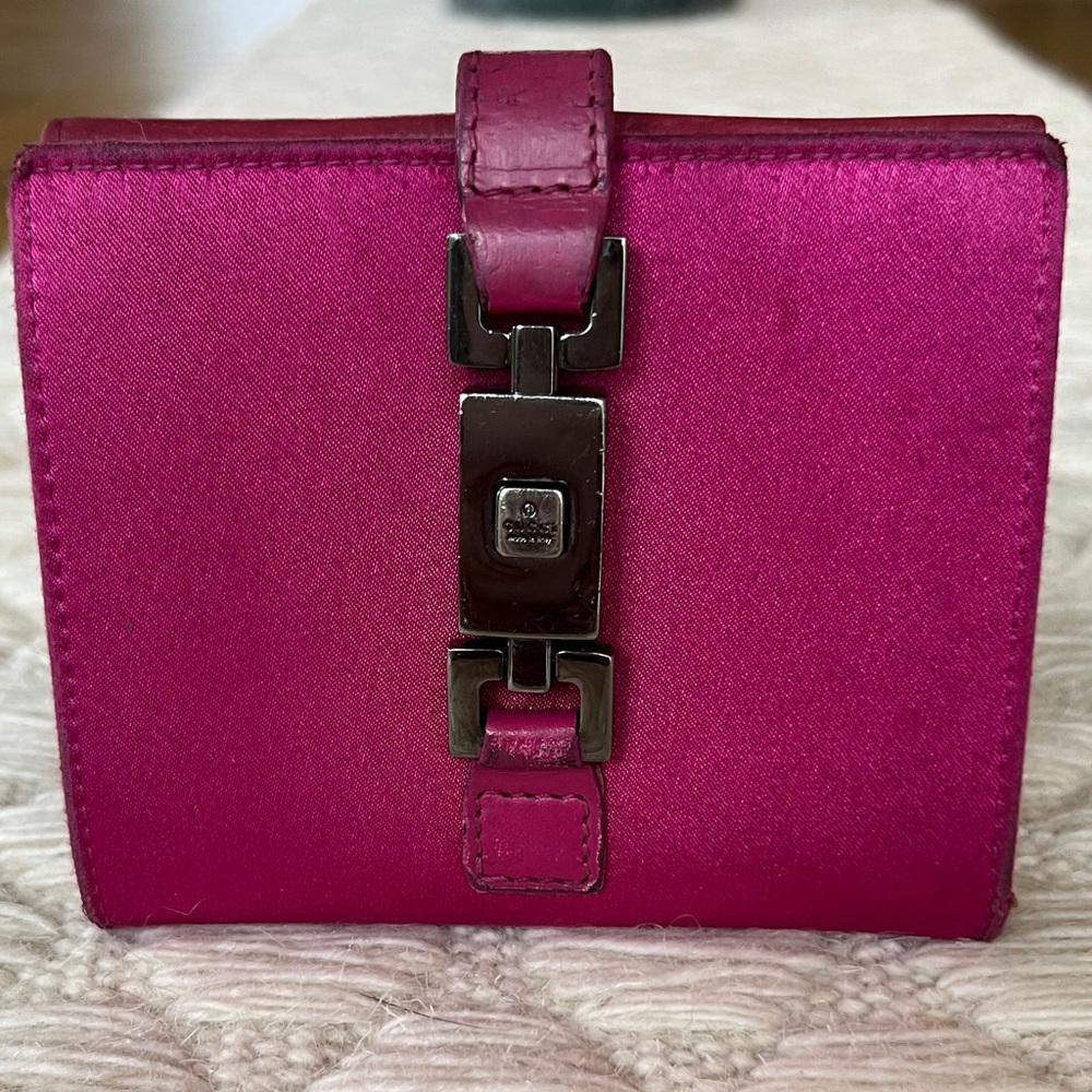 Gucci Fuchsia Pink Wallet with Silver Accents
